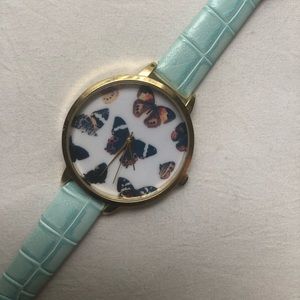 Turquoise Leather Butterfly Watch